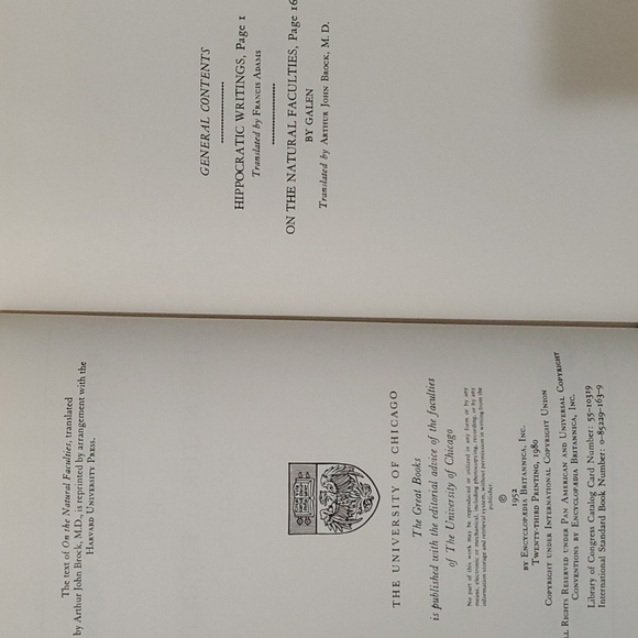 Brittannica Great Books book volume 10 Hippocrates * Galen *  over 200 pages - Picture 16 of 16
